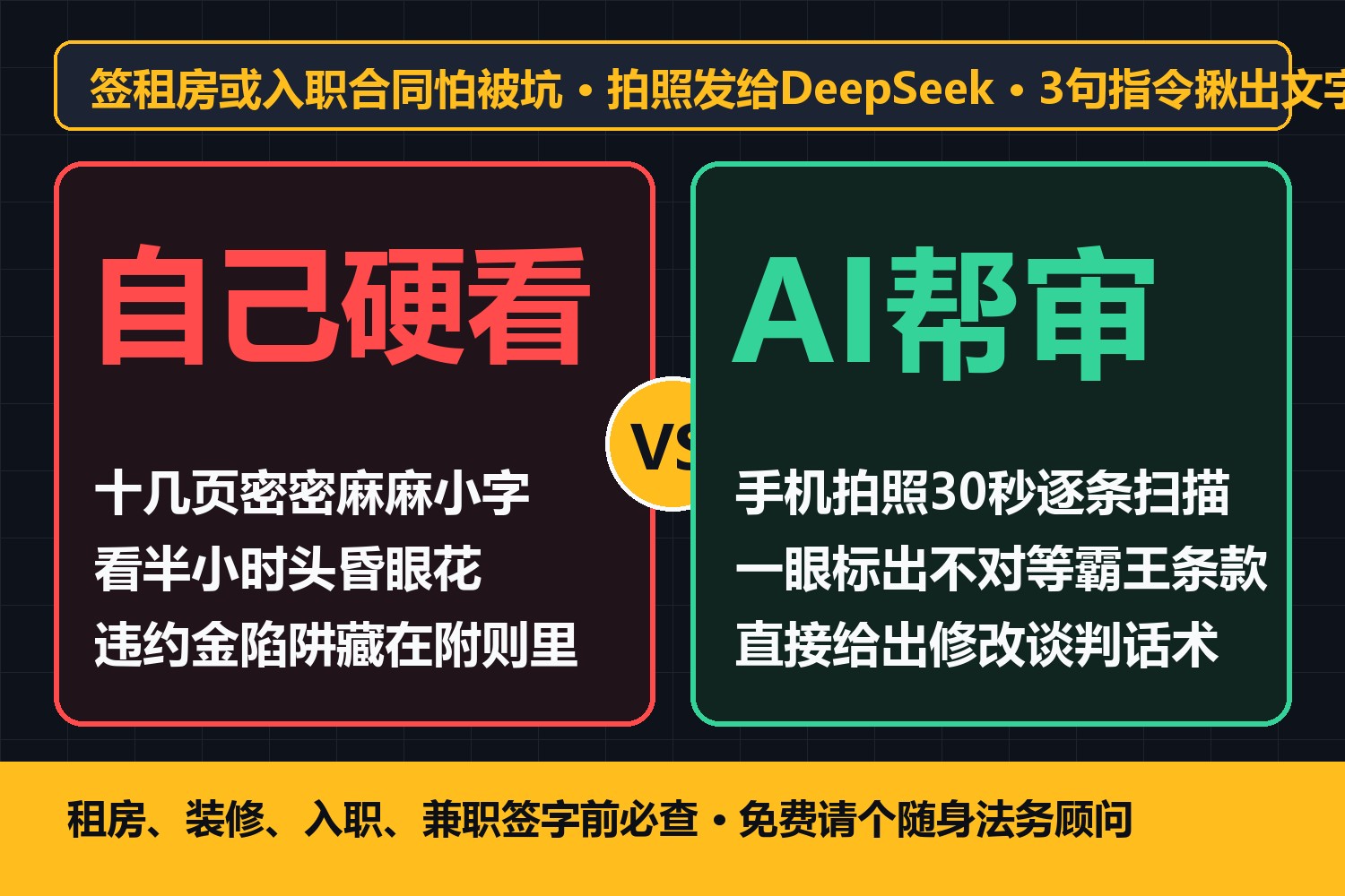 签租房或劳务合同怕踩坑？拍照发给DeepSeek，3句指令揪出霸王条款